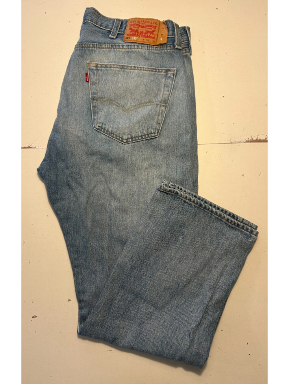 Levi's 501 Jeans 150th Anniversary Peace Button Fly Straight Leg Denim 38/30